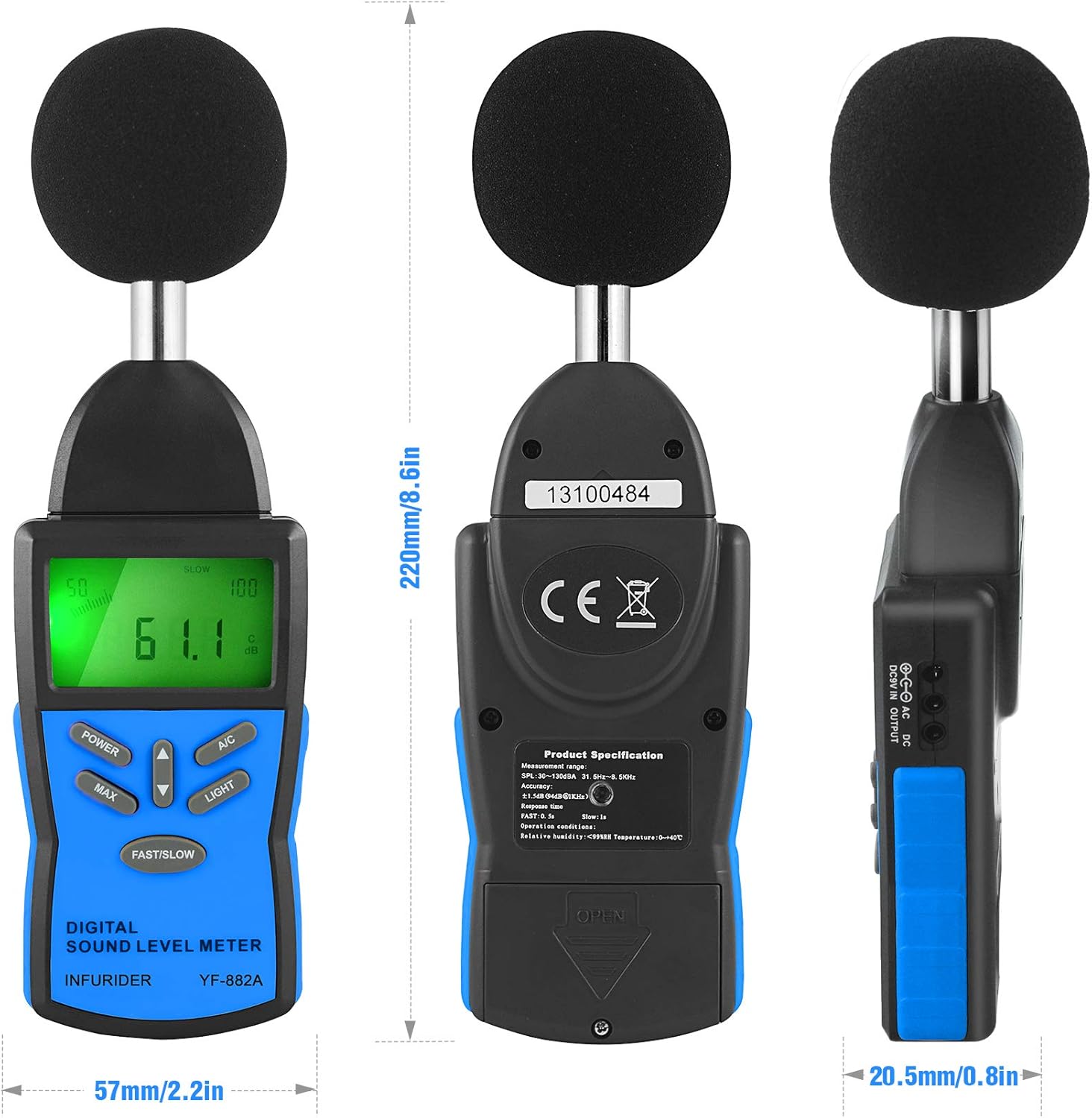 INFURIDER Digital Sound Level Meter,YF882A Decibel Meter Noise Volume