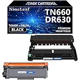 NineLeaf TN660 Toner Cartridge DR630 Drum Unit Set Compatible for TN--660 TN630 DR-630 Work with Brother HL-L2300D L2320D MFC-L2740DW L2720DW DCP-L2540DW Printer - High Yield,Black (1 Toner,1 Drum)
