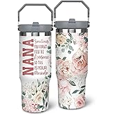 ysnifeiw 30oz Grandma Tumbler with Handle and Straw, Stainless Steel Insulated Nana Cup with Top Handle and Lid, Grandma Coofee Mug Christmas Birthday Gifts for Grammy/Gigi/Mimi
