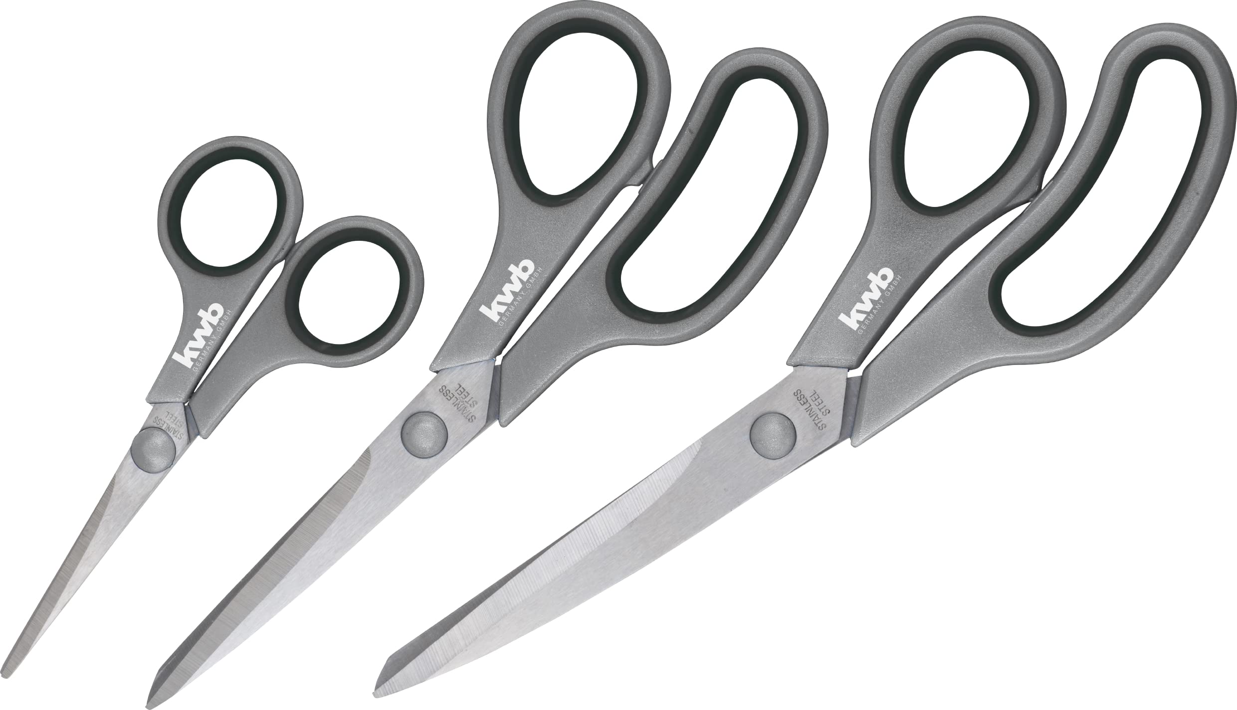 kwb scissor set made of stainless steel, 3-piece, various lengths (135, 210, 245 mm), diverse application possibilities, black