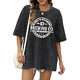 Wrenpies Womens Cotton Zipper Nursing Friendly Tops for Breastfeeding Mama Maternity Shirts Oversized Acid Wash Graphic Tees