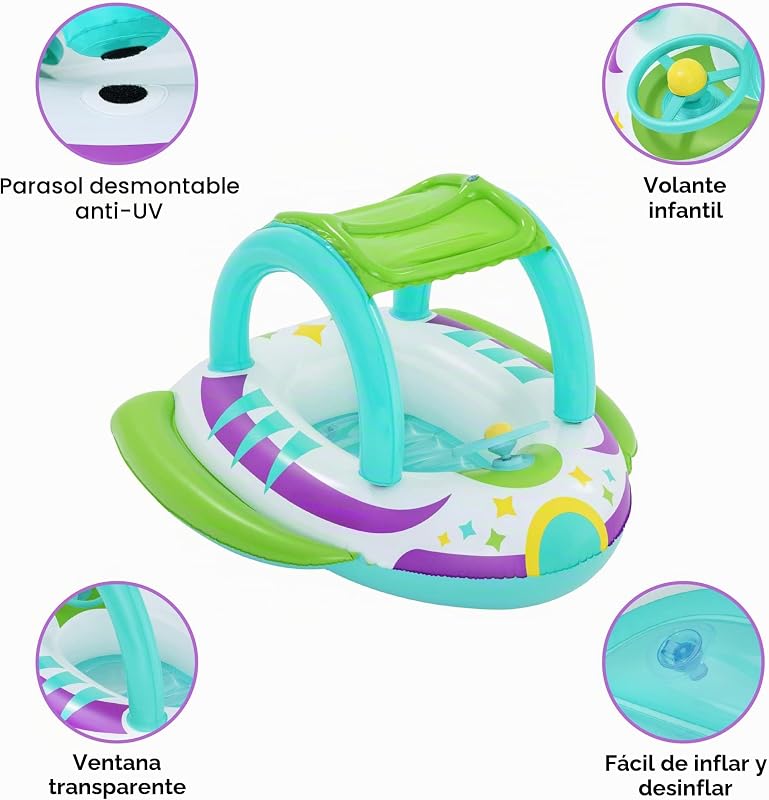 Barca Hinchable para Bebés Bestway® Space Splash™ con Parasol