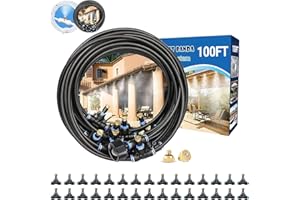 POCKET PANDA Misters for Outside Patio,Outdoor Water Misting Cooling System,99FT|30M.Backyard Mist Kit for Garden,Greenhouse,Fan,Deck,Umbrella,Canopy,Pool,Porch.Trampoline Sprinkler Park,BBQ Party Accessories