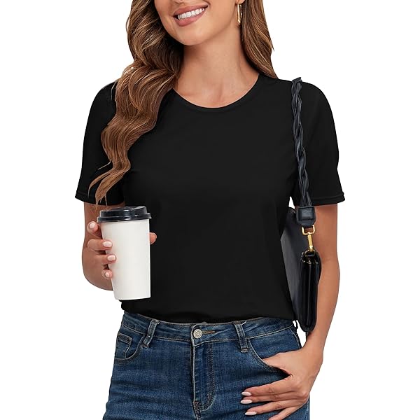 CeCe Women's Puff Sleeve Tee with Tie, Rich Black at Amazon