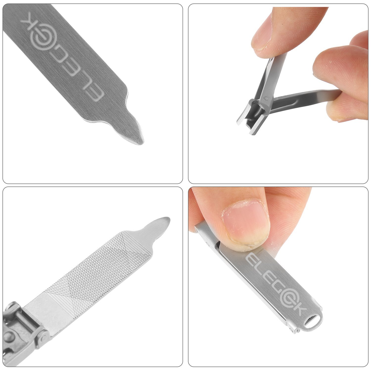 Nail Clippers, Fingernail and Toenail Clipper Set 2PCS Professional Stainless Sharp Flat Nail Cutter with Nail File Wide Jaw Opening and Sturdy Build (2 Pcs)