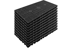 RHFUGBOJ 10 Pcs Lightweight Plastic Pallets, 23.6"x11.8"x1.18" Waterproof Moisture-Proof Floor Pallet, Storage Pad for Garage, Basement, Industrial, Blue and Black