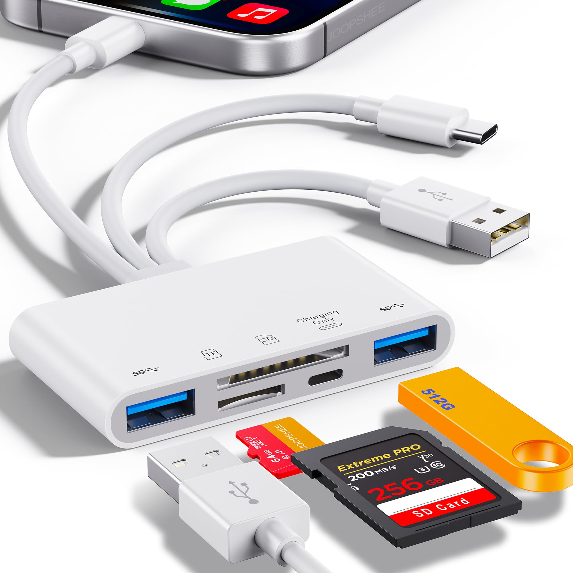 5-in-1 Speicherkartenleser, USB OTG Adapter & SD Kartenleser für iPhone/iPad, USB C und USB A Geräte mit Micro SD & SD Kartensteckplätzen, unterstützt SD/Micro SD/SDHC/SDXC/MMC