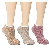 Cuddl Duds Women Cozy Lined Super Soft 3 Pair Pack Low Cut with Grippers Lounge Socks