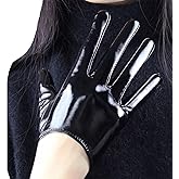 DooWay Short Leather Gloves Women Palm Length 16cm Shiny Faux Patent PU Dress Party Gloves