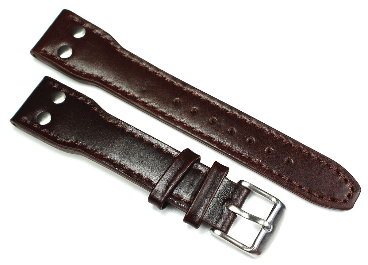 Sulla 20 mm Calf Leather Robust Watch Strap Pilot Aviator Strap IW with Studs Brown