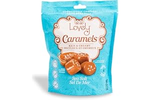 Lovely Candy Co. Soft and Chewy Sea Salt Caramels, Individually Wrapped, 6oz (1-Pack) | Gluten-Free, Non-GMO, No High Fructose Corn Syrup