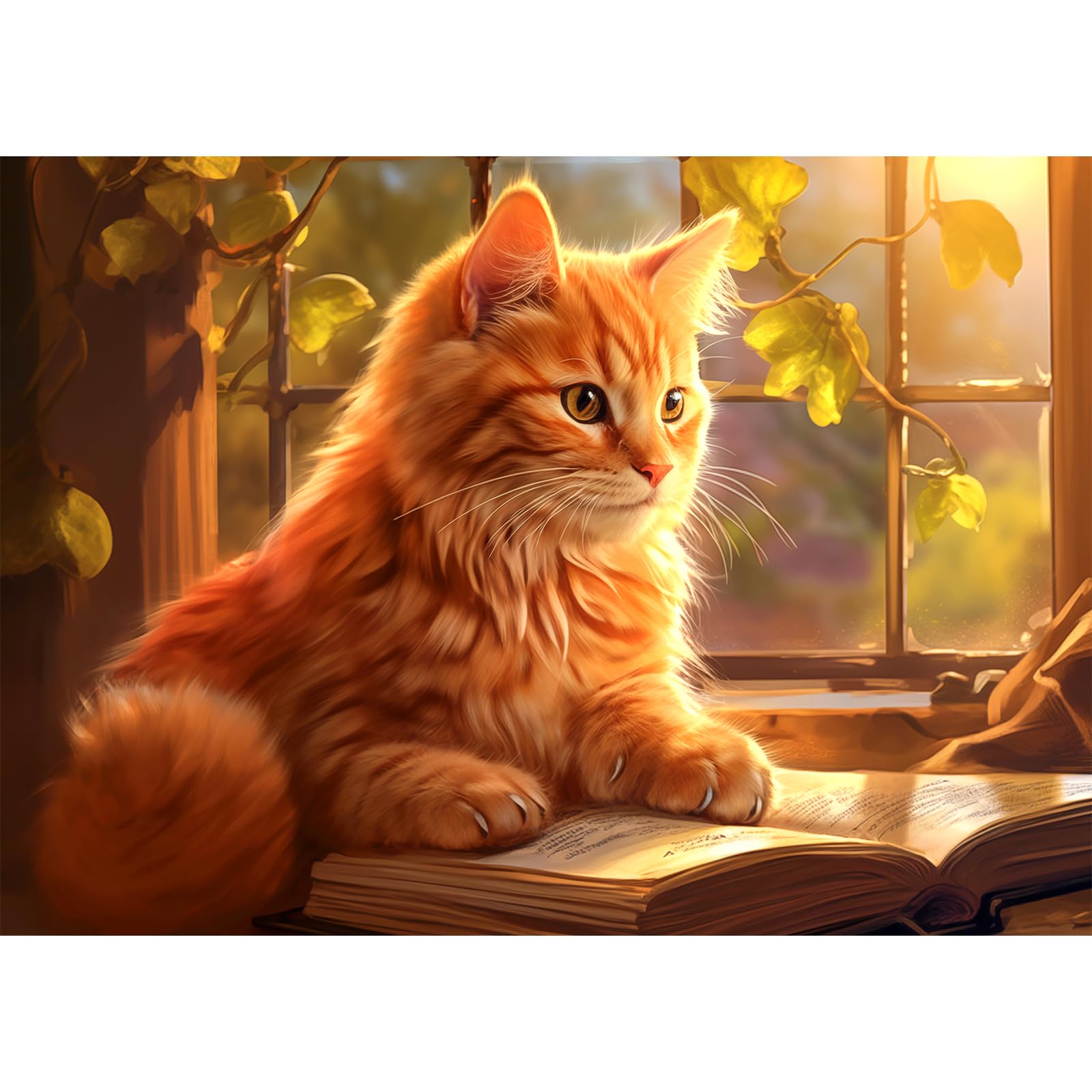 1000 Piece Jigsaw Puzzles for Adults-Window Cat Puzzles for Adults 1000 Piece Reading Cat Jigsaw Puzzles 1000 Pieces for Teens Cute Kitten Puzzle 1000 Pieces Cozy Retreat — image 1