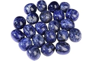 Ainuosen 1LB Natural Polished Tumble Crystals Stones,Decorative Glass Pebbles Marbles for vase Filler,Plant Rocks for pots Indoor,Aquarium Gravel for Fish Tank Decor(Blue Sodalite 0.8-1in)