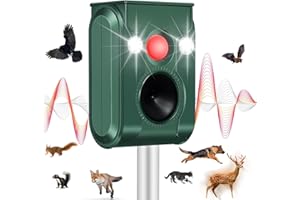 YOOYHHOME Cat Repellent Outdoor, Solar Animal Repellent Ultrasonic Animal Repeller Motion Activated Waterproof Skunk Deer Raccoon Squirrel Cat Deterrent Outdoor for Yard Garden Farm