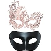Coddsmz Couple Mask Half Venetian Masquerade Ball Mask Mardi Gras Mask Christmas Cosplay Costume Halloween Party Mask 2 Pack