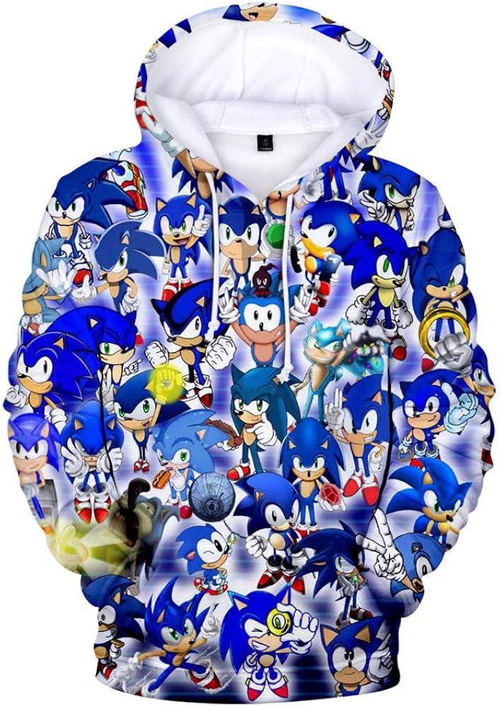 Sonic The Hedgehog Mens Funny Graphic Hoodie 3D Printed Unisex Graffiti