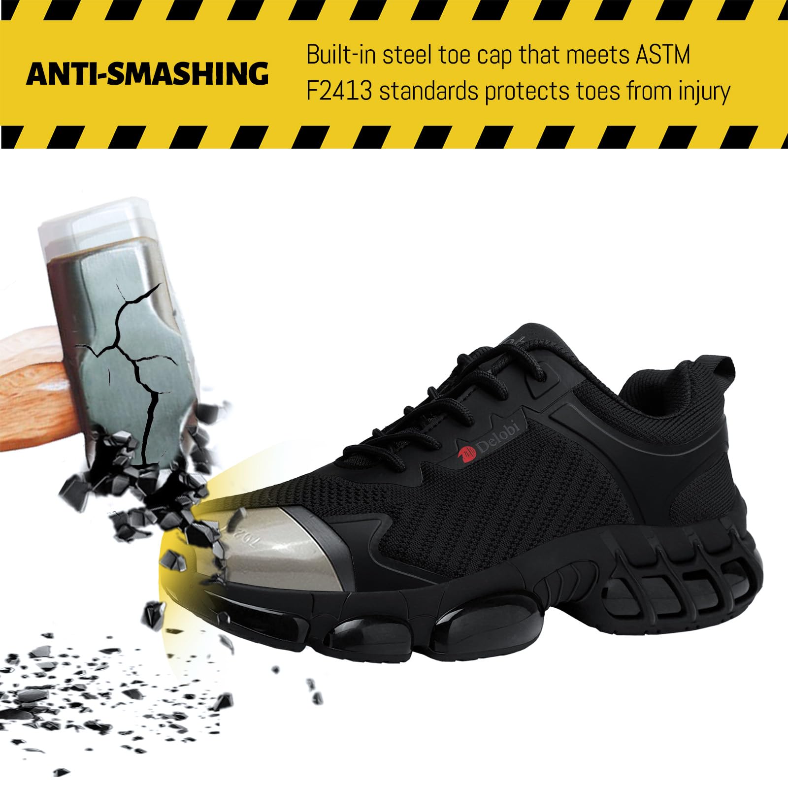 Ayekdeo Steel Toe Sneakers for Men Safety Shoes Comfortable Indestructible Work Shoes Air Cushion Construction Industrial Footwear Size 9