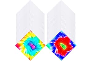 52 Pack DIY Cotton Bandanas Tie Dye White Bandanas Plain Head Wrap Handkerchiefs Bulk for Wedding Tie Dye Party Supplies DIY 