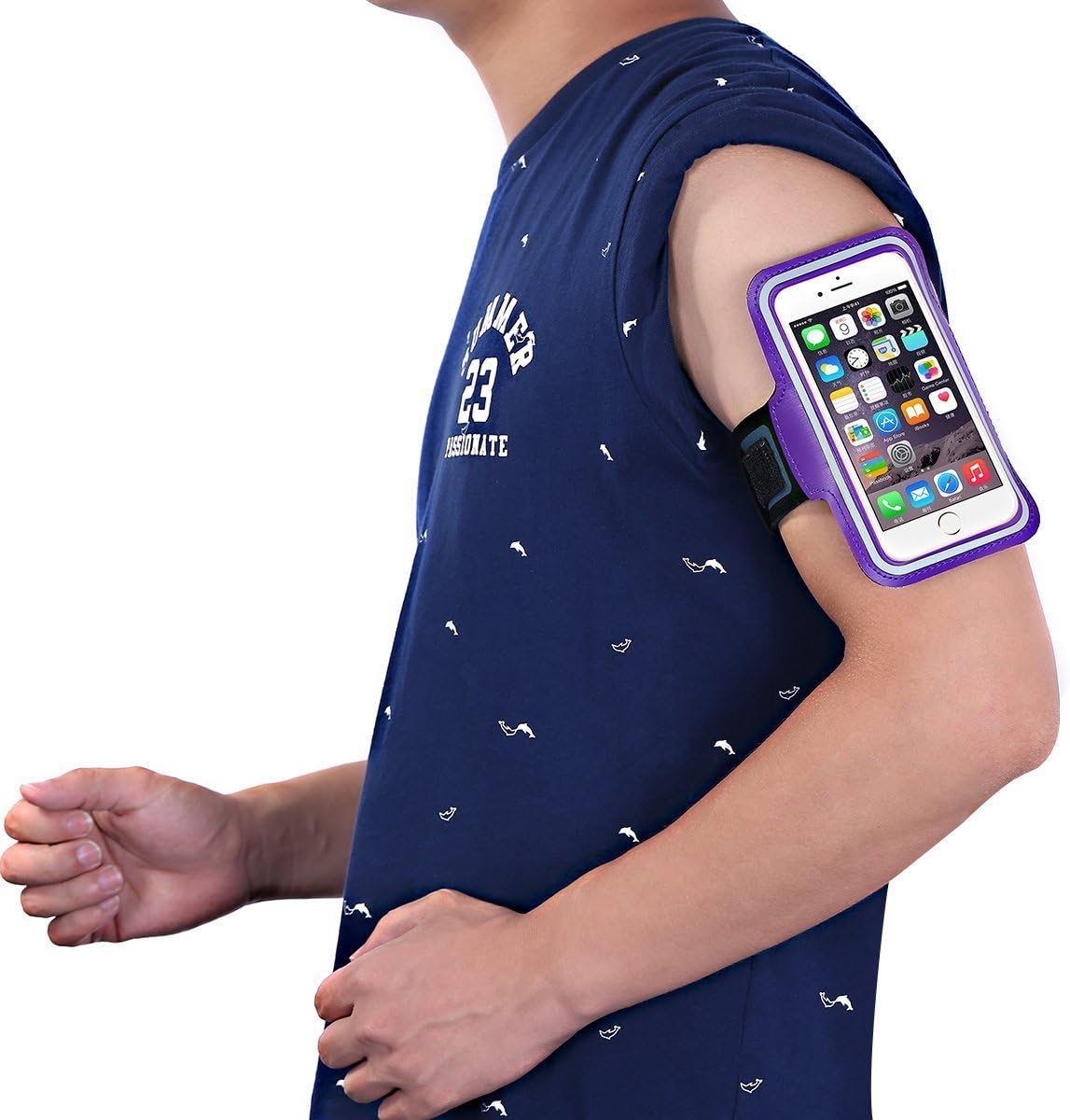 Enda Cell Phone Sports Running Armband Case with Key Holder, Sweat-proof, Perfect Earphone Connection While Workout Exercise for iPhone 6 (4.7 Inch) (Purple)