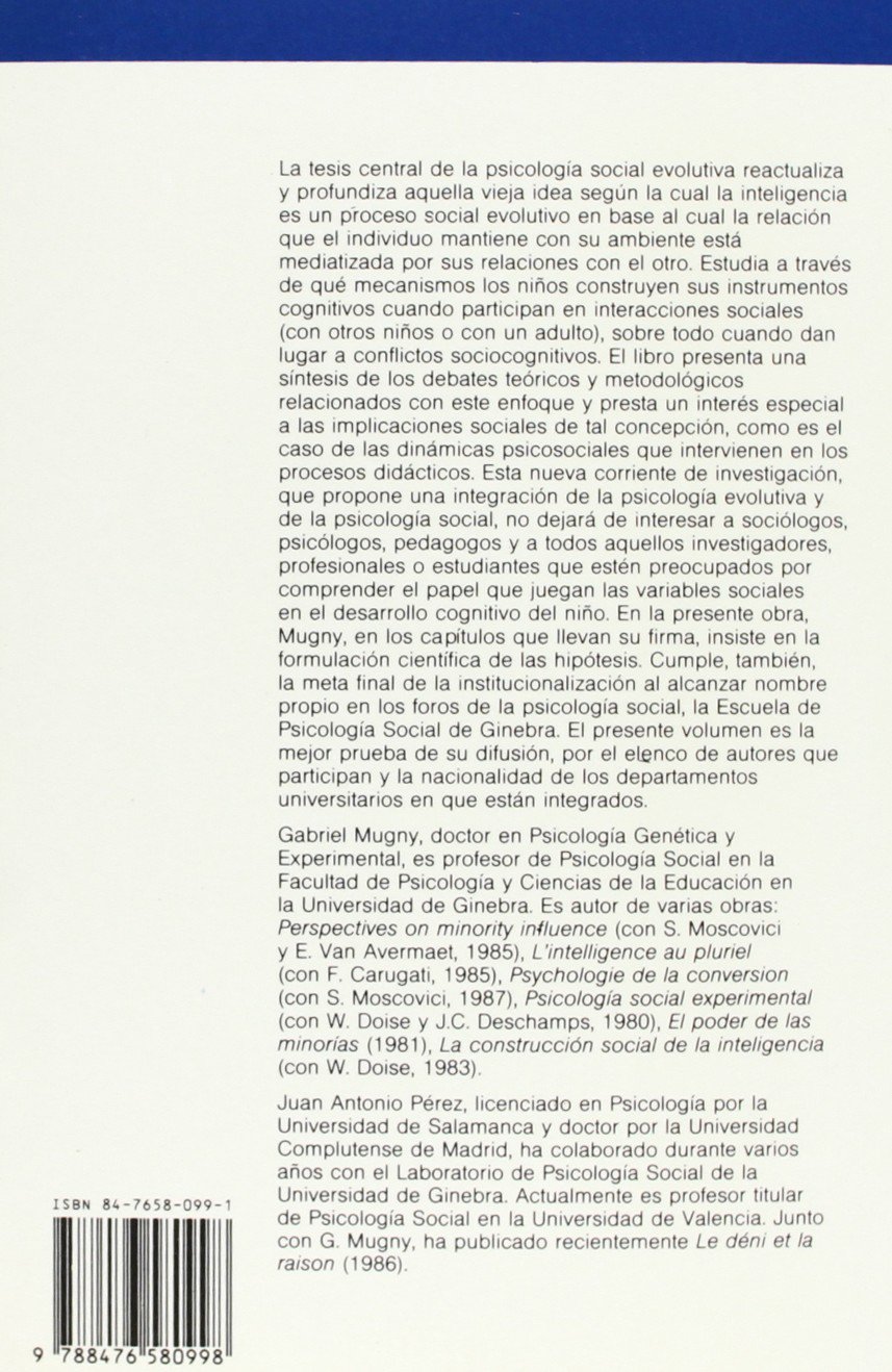 psicologia social del desarrollo cognitivo (Spanish Edition): Gabriel Mugny  / Juan A. Perez: 9788476580998: Amazon.com: Books