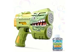 Jasny Rechargeable Bubble Guns for Kids, LED Light Up Bubbles Machine Blower with Refill Solution for Kids, Summer WeddingToy