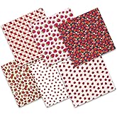 Strawberry Red Fat Quarters Bundles - Cute Sweet Fruity Fabric, 6 PCS, 20