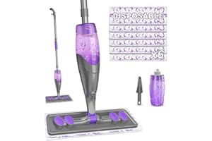 IOPRETTY Spray Mops for Floor Cleaning - Wet Dry Mops with 6 Disposable Pads for Swiffer Powermop - Refillable Bottle for Hardwood Tile Home Kitchen - Absorbs Pet Hair Dust Stains