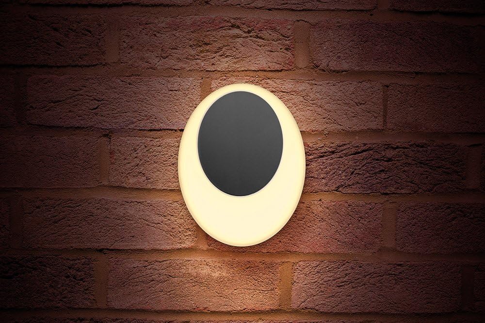 Integral LED GeoLux Elliptical Wall Light IP65 13w 600lm 3000K Dark Grey