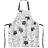 Lefolen Cute Cartoon Black White Cats Kitchen Cooking BBQ Chef Apron,Funny Apron for Men, Women - Dad Gifts, Gifts for Men - Birthday, Mothers Day Gifts for Mom, Wife, Husband, Brother, Friends