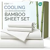 100% Rayon Derived From Bamboo - Bamboo Sheets Full Size - Cooling Sheets for Full - Ultra Soft, Breathable & Hotel Luxury Bedding - 1 Flat & 1 Fitted & 2 Pillowcases w/ 16 Inch Deep Pockets - White