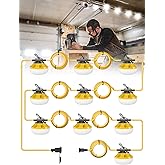 HYPERLITE Construction String Lights: 100FT 10 Bulbs String Work Lights with Climbing Hooks - IP65 Waterproof Linkable LED Construction String Lights for Job Site Attic Renovation Crawlspace Lighting