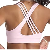 POPSUGAR PS Strappy Sports Bra for Women, Criss-Cross Back Padded Yoga Bra Workout Tops - Medium Support & Removable Cups