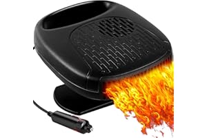 FILBA Car Heater Automobile Windshield 2 in 1 Fast Heaters That Plugs Into Cigarette Lighter Portable Defrosting Defogger 12V Black