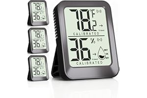 Antonki 4 Pack Mini Room Thermometer Hygrometer Indoor Temperaure and Humidity Monitor Gauge Meter for Home, Baby Room, Office, Incubator, Greenhouse, Reptile - Battery Included - Black