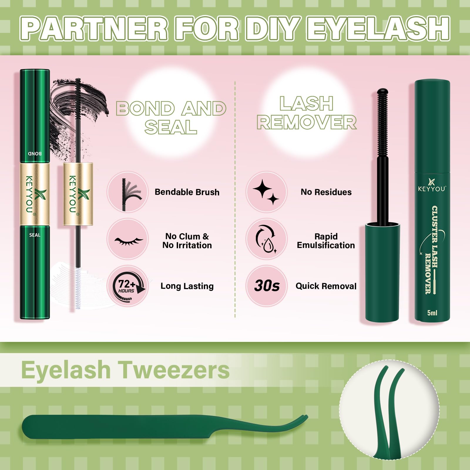 KEYYOU Fairy Lash Clusters Kit, Manga Eyelash Extension Kit at Home, 144pcs D Curl Wispy Natural Invisible Band Lash with Waterproof Lash Extensions Kit (Fairy-D-8-18MIX)