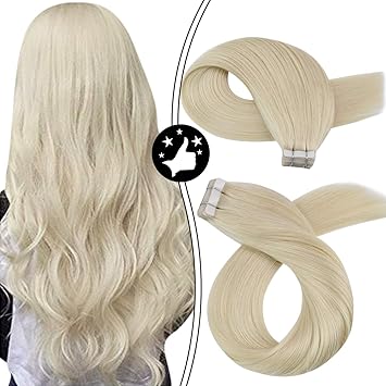Amazon Com Moresoo 28 Inch Tape In Real Hair Remy Extensions Skin Weft Tape Platinum Blonde 60 Seamless Extensions Tape On Hair Extensions Human Hair 50 Grams 20 Pieces Per Pack Blonde Hair Extensions Beauty