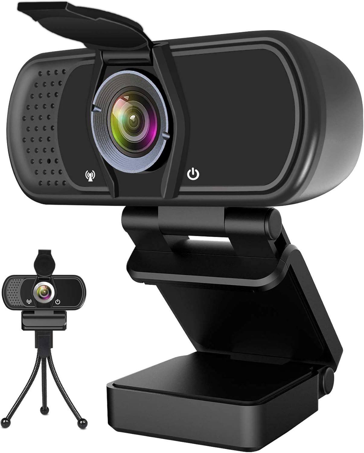 Webcam with Microphone, Hrayzan 1080P HD Webcam with Privacy Cover and Tripod, Streaming Computer Web Camera with 110-Degree Wide View Angle, USB PC Webcam for Video Calling Recording Conferencing : Camera & Photo