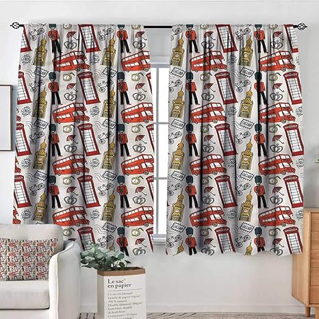 Amazon Com Sanring London Modern Kids Curtain Doodle English