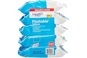 WPARHUS Pacheco Flushable Wipes, Fresh Scent, 5 packs of 48 wipes, 240 wipes total