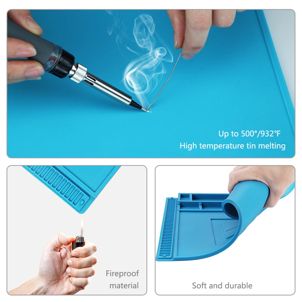 Preciva Soldering Mat, 500℃ Heat Resistant Silicone Work Mat, Multi