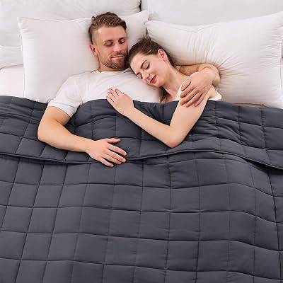 yescool King Size Weighted Blanket for Adults (20 lbs, 80” x 87”, Grey) Cooling Heavy Blanket for Sleeping Perfect for 190-210 lbs, Breathable Blanket for Adults & Couple All Season, Machine Washable