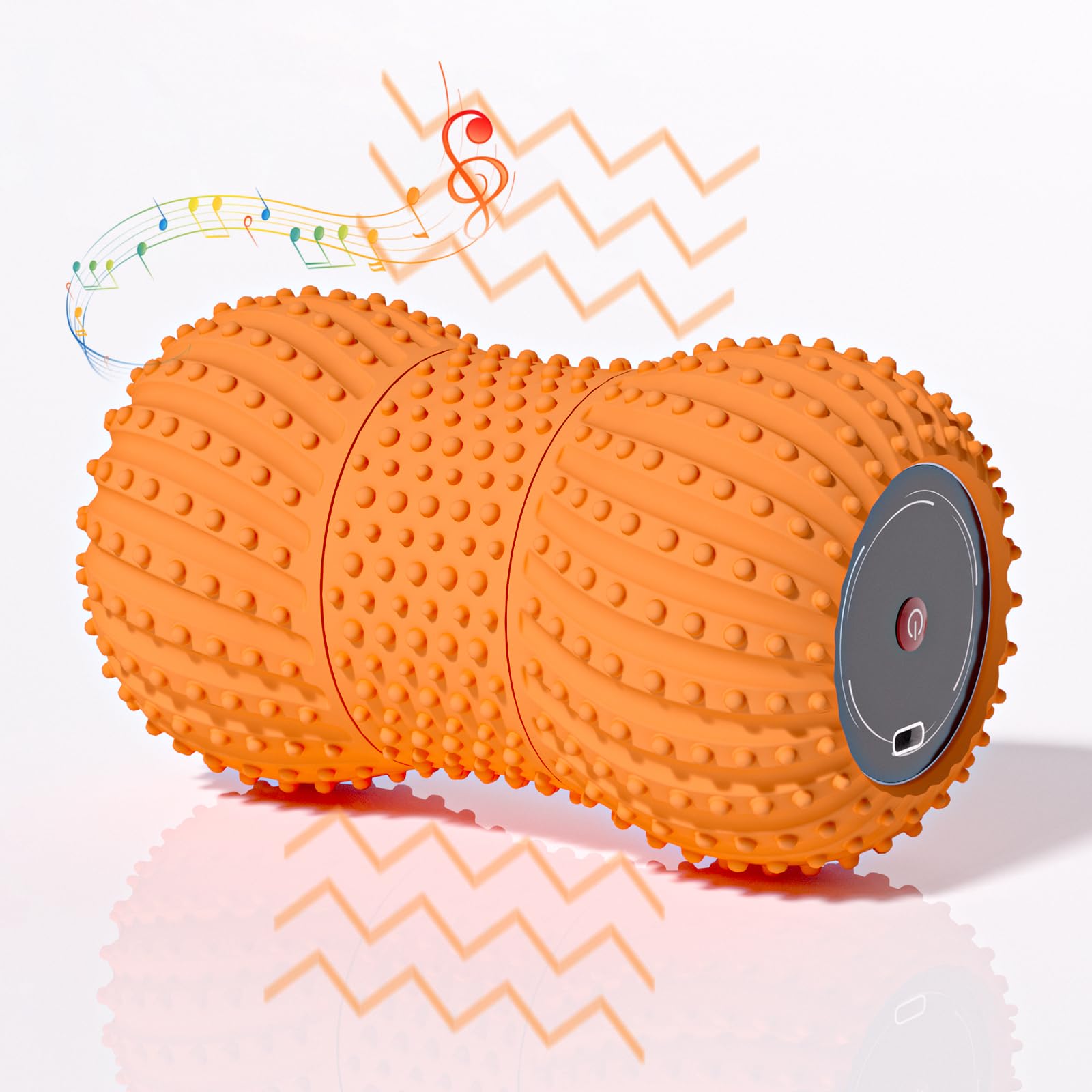 Photo 1 of 2 in 1 Vibrating Peanut Massage Ball with 6 Massaging Modes and Bluetooth Speaker, Rechargeable Vibrating Massage Yoga Roller Ball for Muscle Recovery, Orange