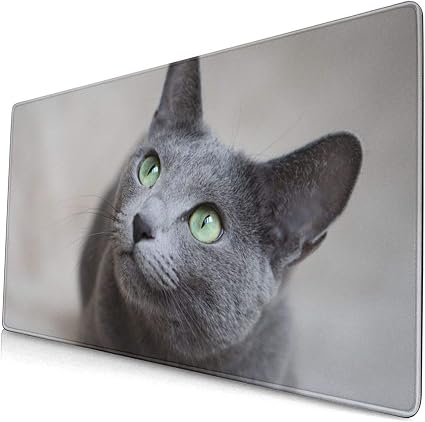 Amazon 団子dadabuliu マウスパッド 大型 ゲーミング でかい キーボードパッド ロシアンブルー ネコ 猫 猫柄 灰色 ゴム底 光学 マウス ゲーム 特大 40cm 75cm 滑り止め エレコム 耐久性が良い おしゃれ かわいい 防水 サイバーカフェ オフィス最適 適度な表面摩擦