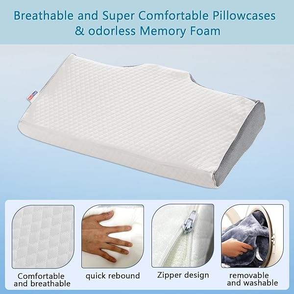 WEITRUST ERGONOMIC CONTOUR PILLOW WITH SOFT MEMORY FOAM FOR SIDE, BACK & STOMACH SLEEPERS, NORMAL SIZE