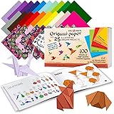 KOOL KRAFTS Origami Paper | 100 Origami Paper Kit | Set Includes - 100 Sheets 20 Basic Colors 6x6 | Double Sided | Origami Bo
