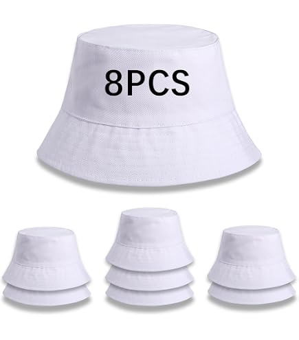 Amazon.com: 12 Pack White Bucket Hats Bulk Cotton  display picture 3