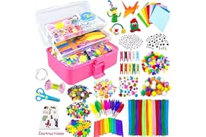 VLUSSO Arts and Crafts Supplies for Kids DIY Craft Kits Art Supplies Materials Kids Crafts Set with Pipe Cleaners Craft Box Preschool Homeschool Toys Gift for Boys and Girls Age 4 5 6 7 8