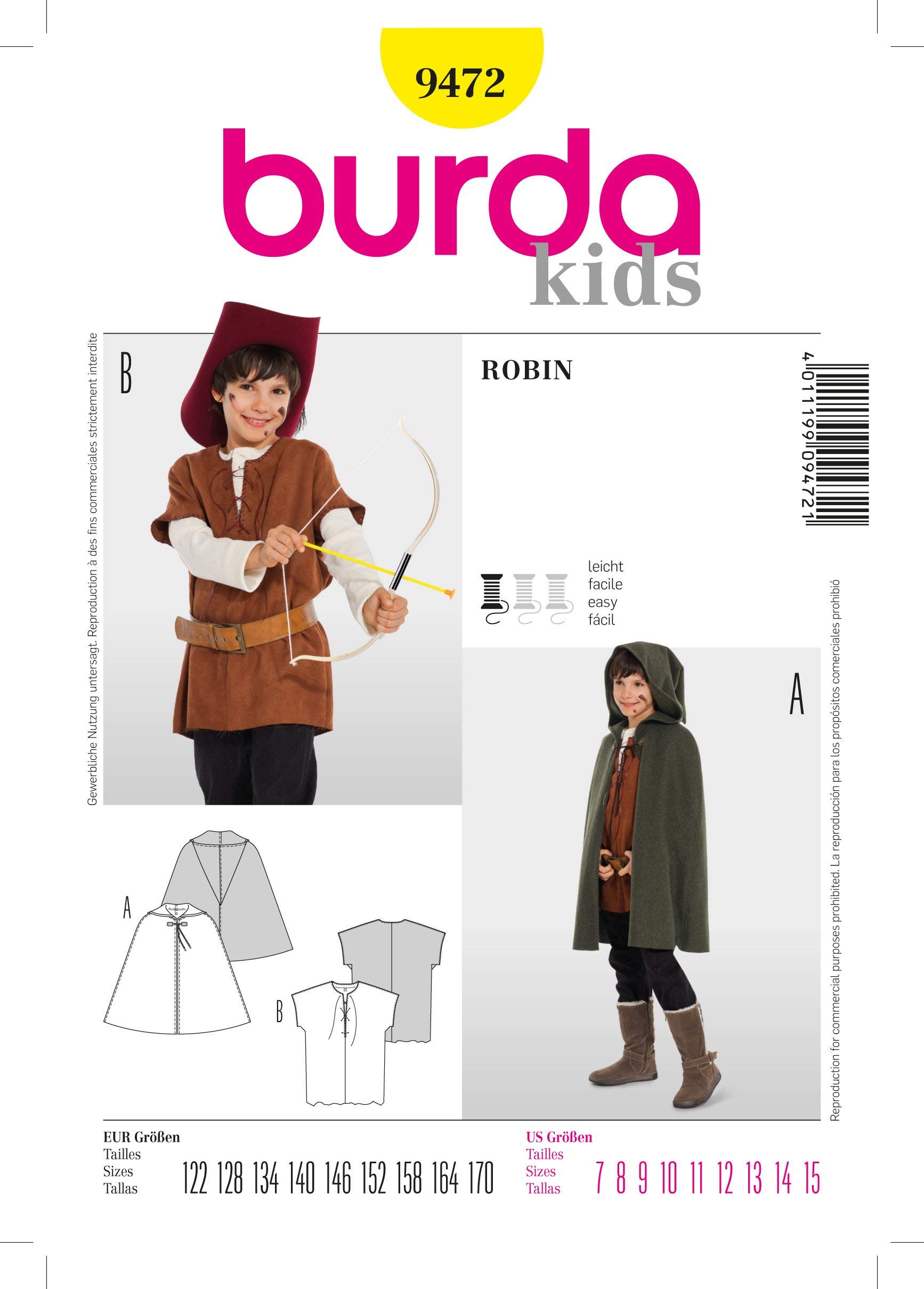 Burda Pattern 9472 Robin Cape – Layer Size 122 170