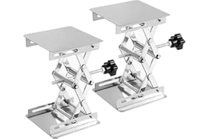 ZOENHOU 2 PCS 6 x 6 Inch Expandable 70mm to 260mm Lab Jack Scissor Stand Lifting Platform, Stainless Steel Laboratory Support Jack Platform with Black Hand Wheel, Manual Control Lab Lift Stand Table