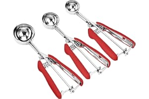 Cookie Scoop Set, 3Pcs Ice Cream Scoop, Cookie Scoops for Baking Set of 3, 18/8 Stainless Steel Cookie Scooper for Baking, Ic